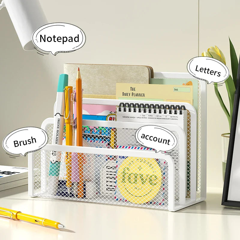 Elegant Metal Mesh Desk Organizer - Streamline Your Workspace