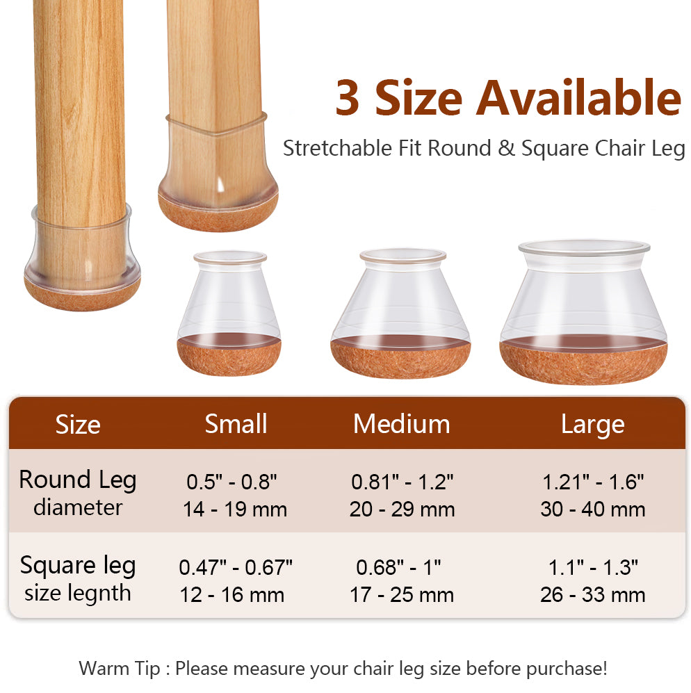 Elegant Silicone Chair Leg Floor Protectors - 24 Pieces