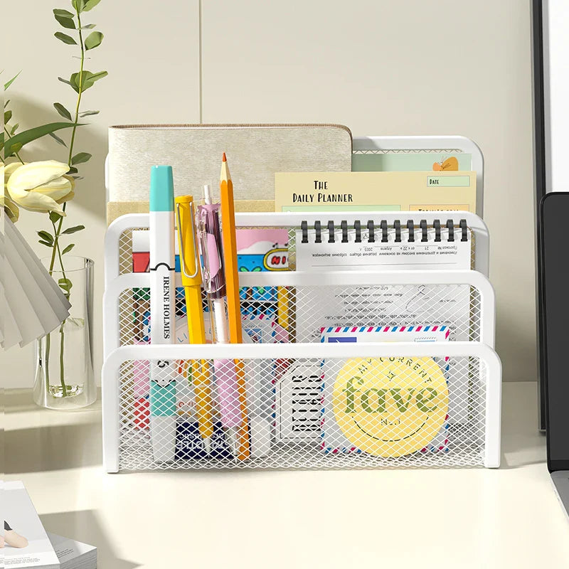 Elegant Metal Mesh Desk Organizer - Streamline Your Workspace