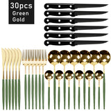 Elegant Black Stainless Steel Dinnerware Set - 30pcs