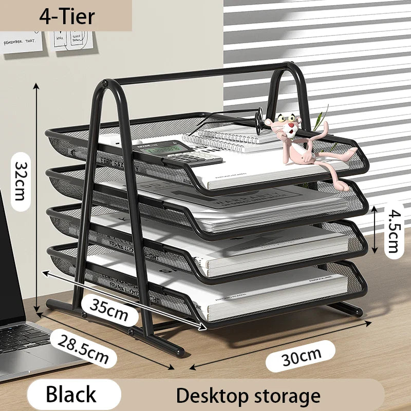 Elegant 3-Tier Mesh Desk Organizer - Maximize Your Workspace