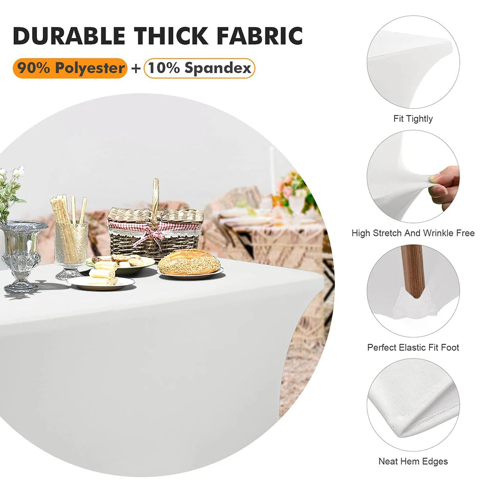 Elegant Black Spandex Table Cover - Wrinkle-Resistant 6ft Fit