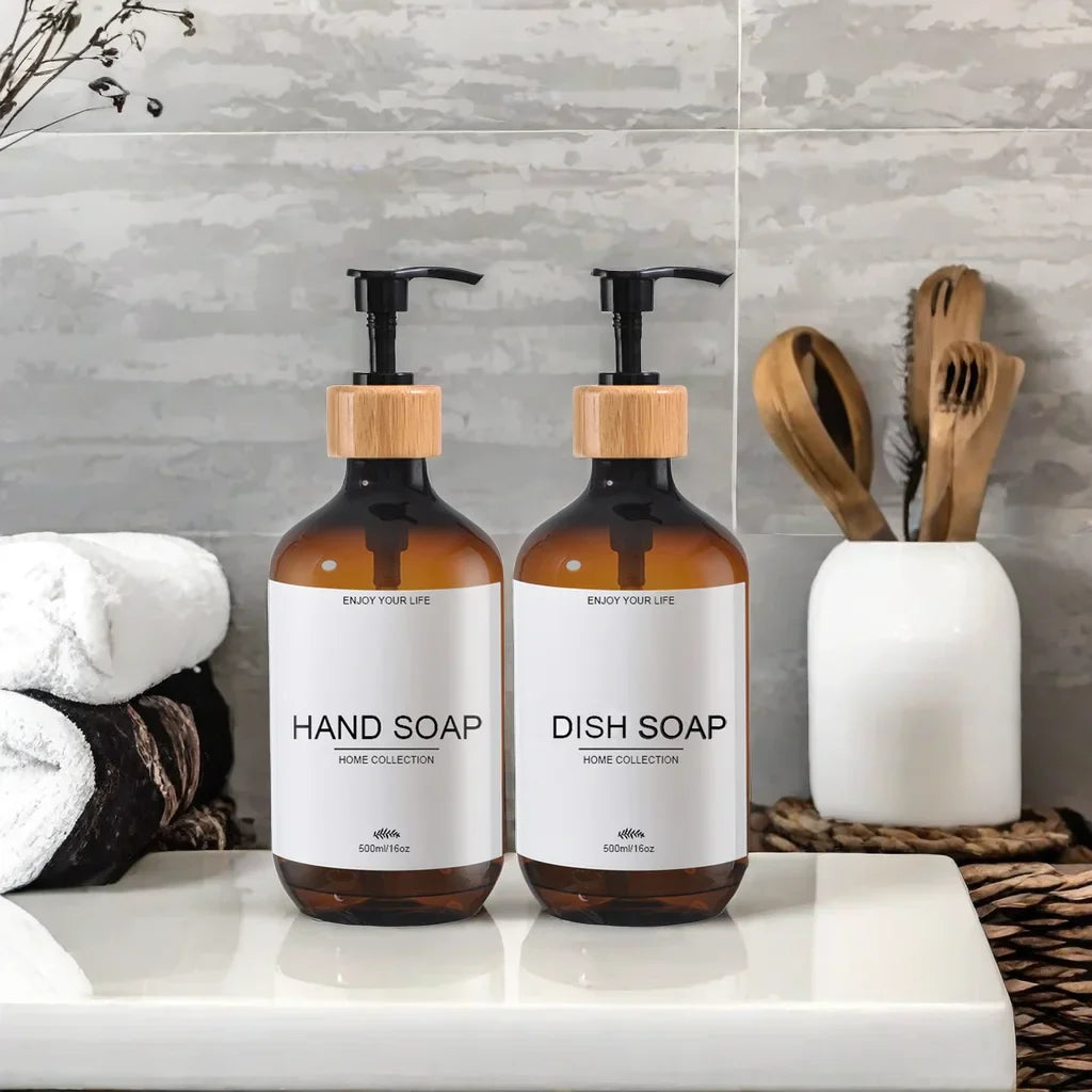 Elegant Matte Soap Dispenser Set with Tray for Kitchen & Bathroom