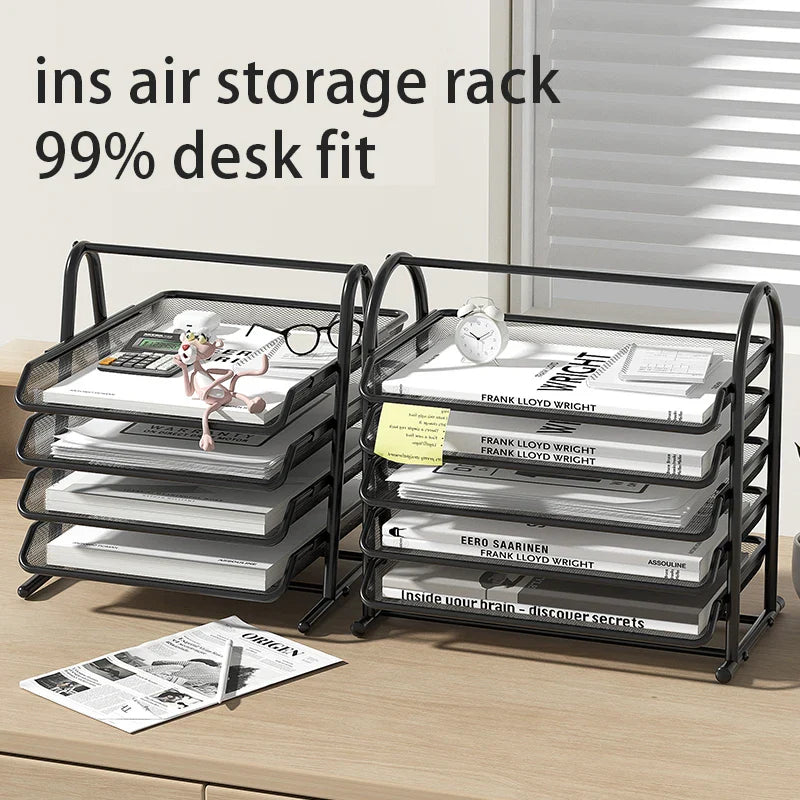 Elegant 3-Tier Mesh Desk Organizer - Maximize Your Workspace