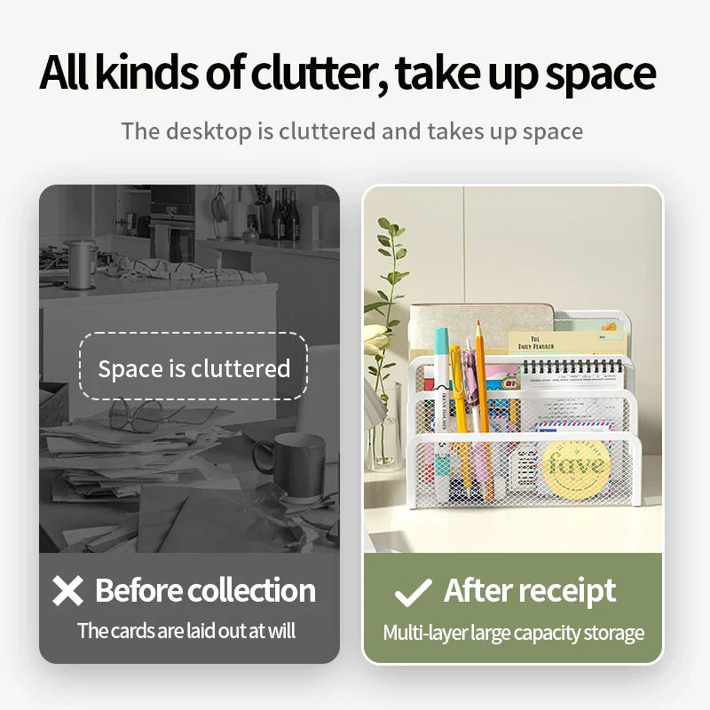 Elegant Metal Mesh Desk Organizer - Streamline Your Workspace