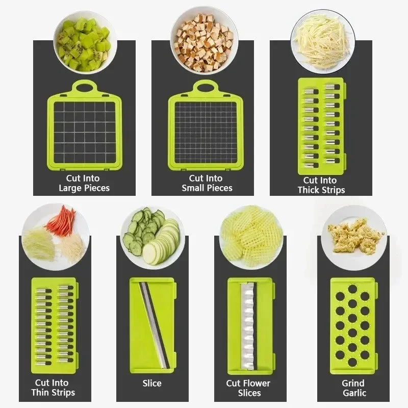 Household multi-function chopper slicing, shredding and dicing fast chopper 14/16-piece set chopper is suitable for the kitchen