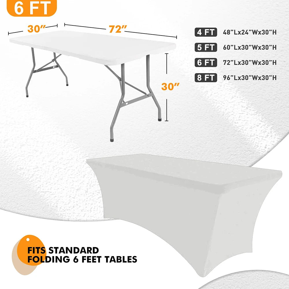 Elegant Black Spandex Table Cover - Wrinkle-Resistant 6ft Fit