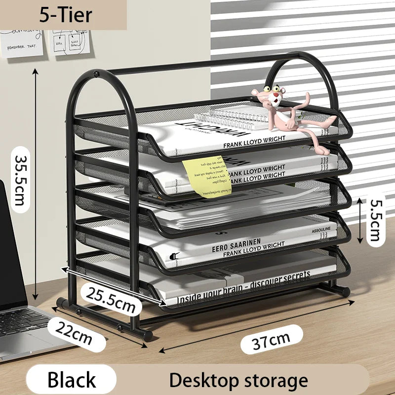 Elegant 3-Tier Mesh Desk Organizer - Maximize Your Workspace