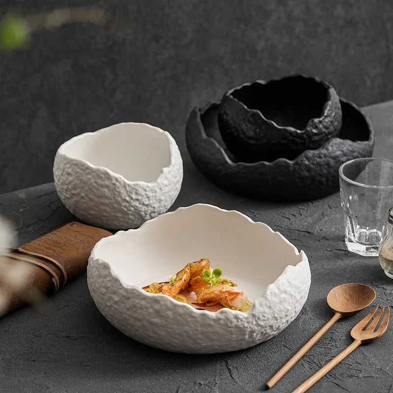 Matte Ceramic Soup & Salad Bowls - Elegant Porcelain Tableware