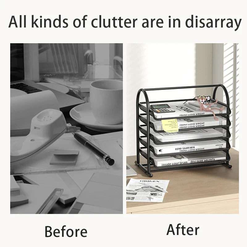 Elegant 3-Tier Mesh Desk Organizer - Maximize Your Workspace