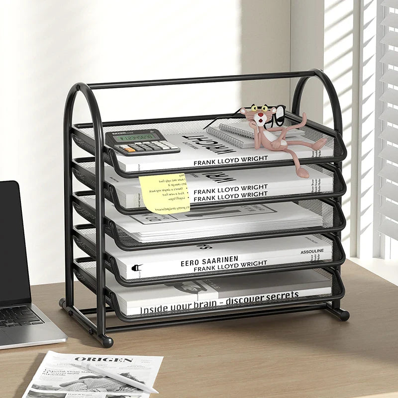 Elegant 3-Tier Mesh Desk Organizer - Maximize Your Workspace