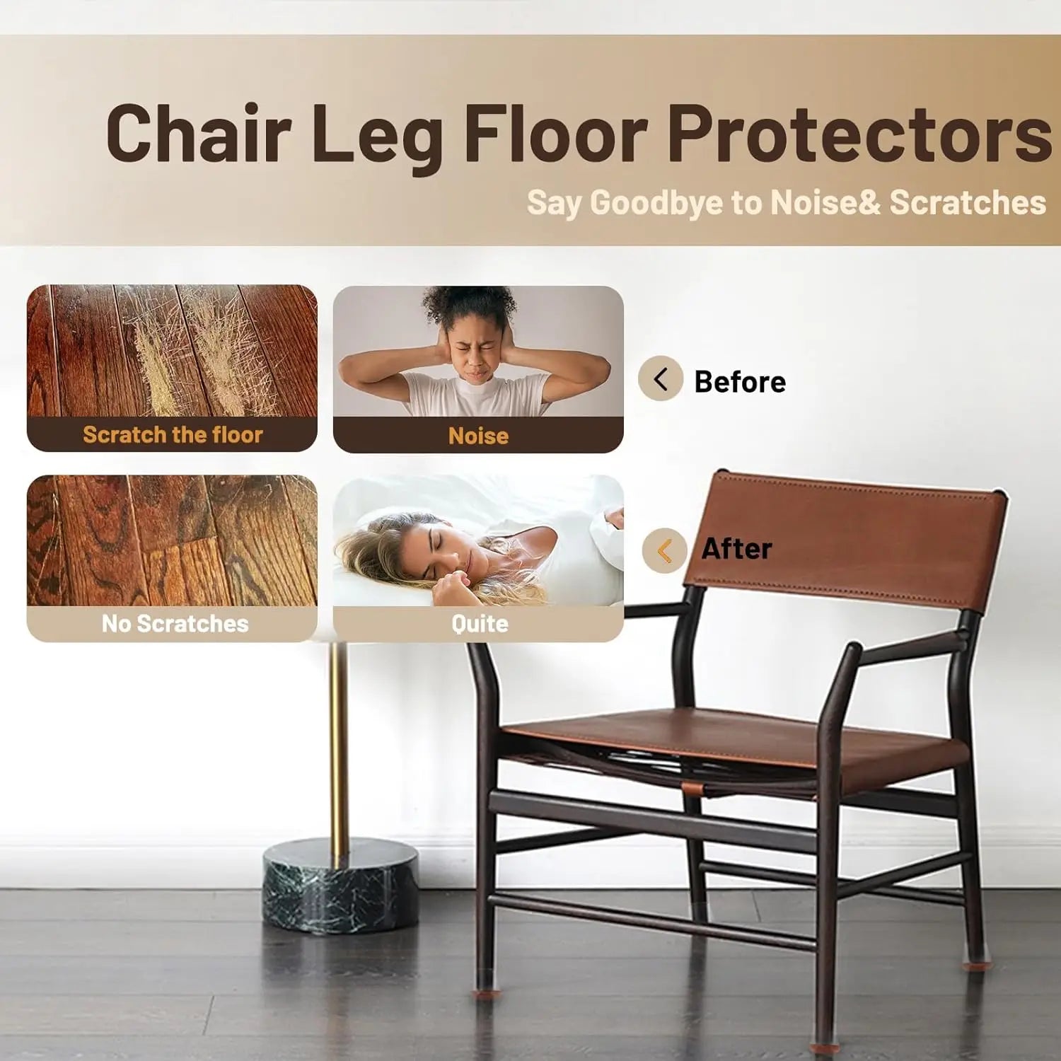 Elegant Silicone Chair Leg Floor Protectors - 24 Pieces