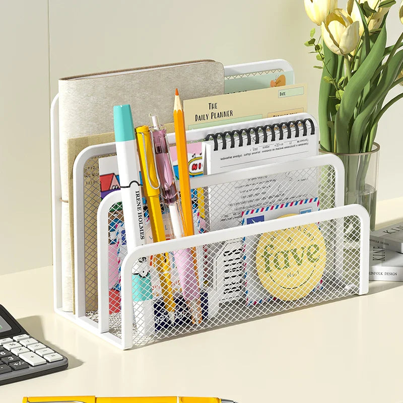 Elegant Metal Mesh Desk Organizer - Streamline Your Workspace