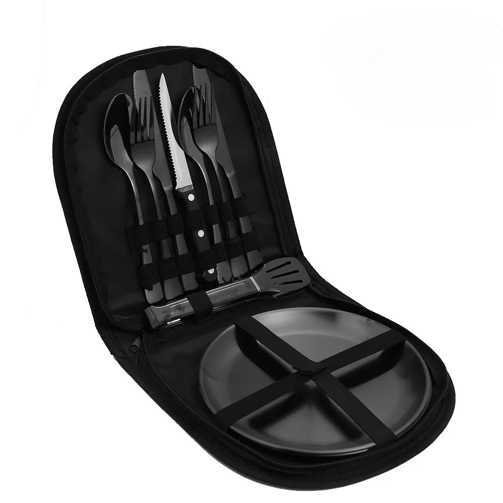 Elegant Stainless Steel Outdoor Tableware Set - 10in1 & 20in1 Options