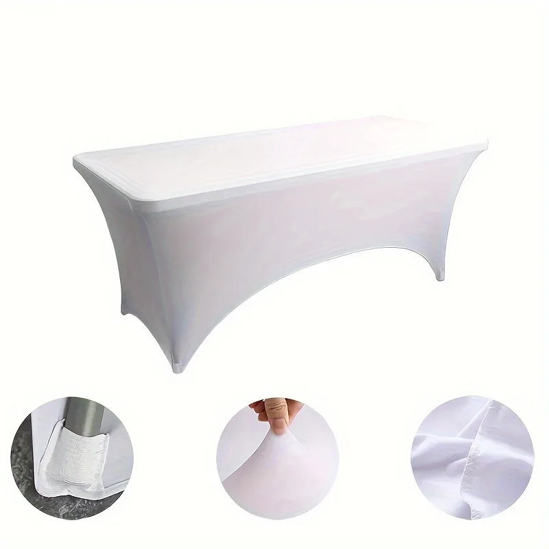 Elegant Black Spandex Table Cover - Wrinkle-Resistant 6ft Fit