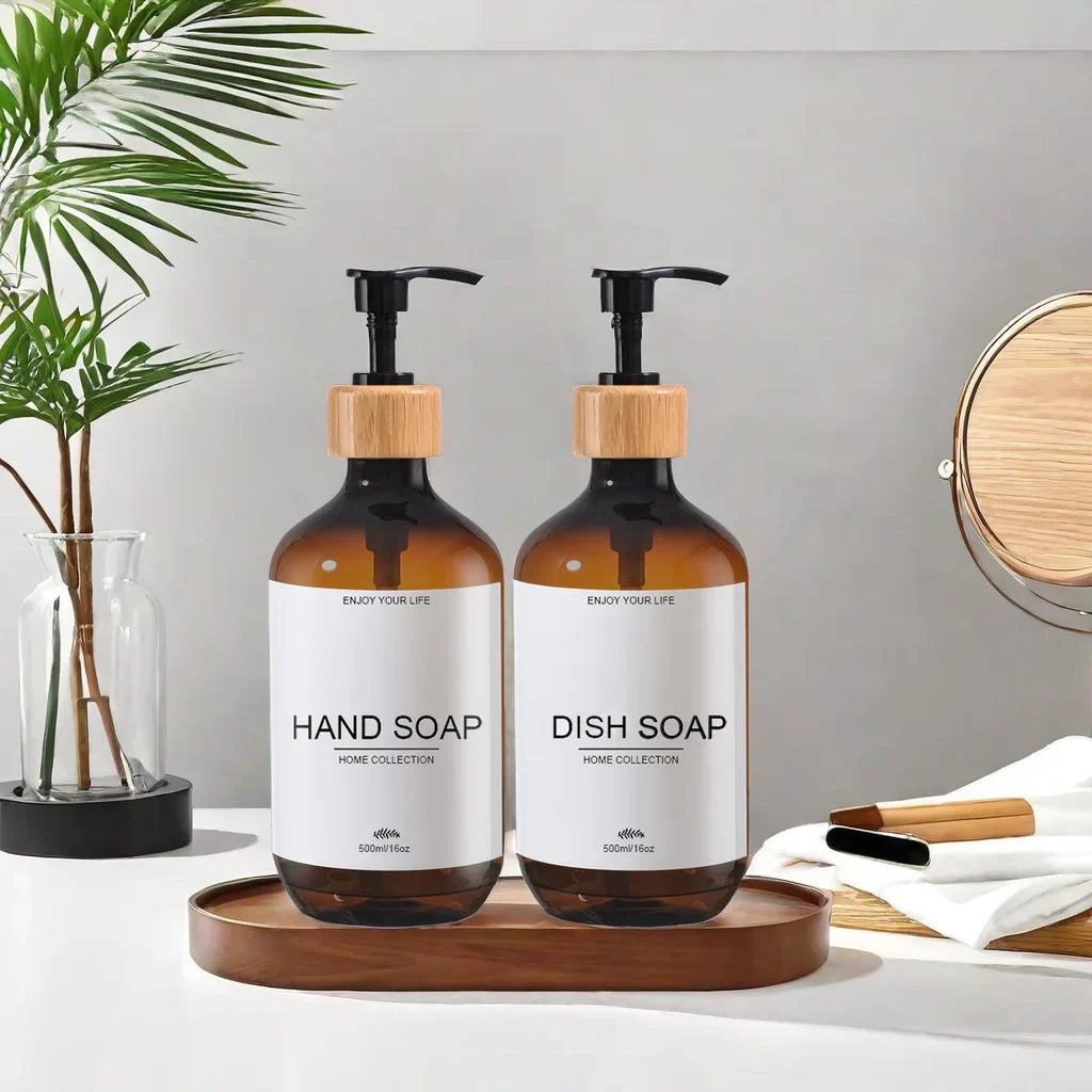 Elegant Matte Soap Dispenser Set with Tray for Kitchen & Bathroom