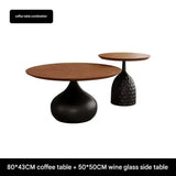 Elegant Round Wooden Coffee Table Set for Living Room