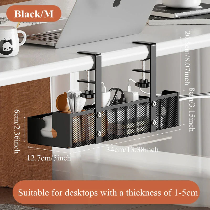 Elegant Under Desk Cable Management Tray with Clamp