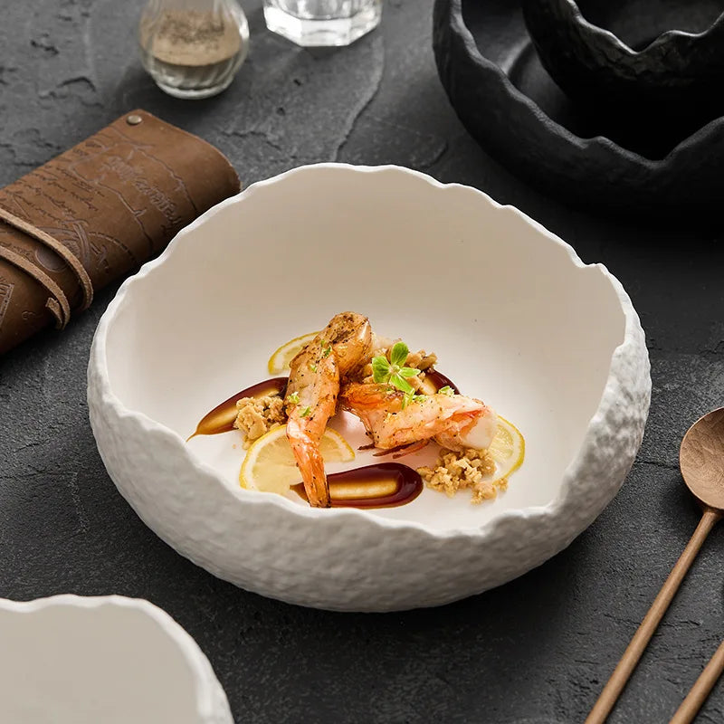 Matte Ceramic Soup & Salad Bowls - Elegant Porcelain Tableware