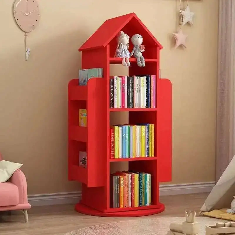 Enchanting 360° Rotating Children's Wooden Bookshelf