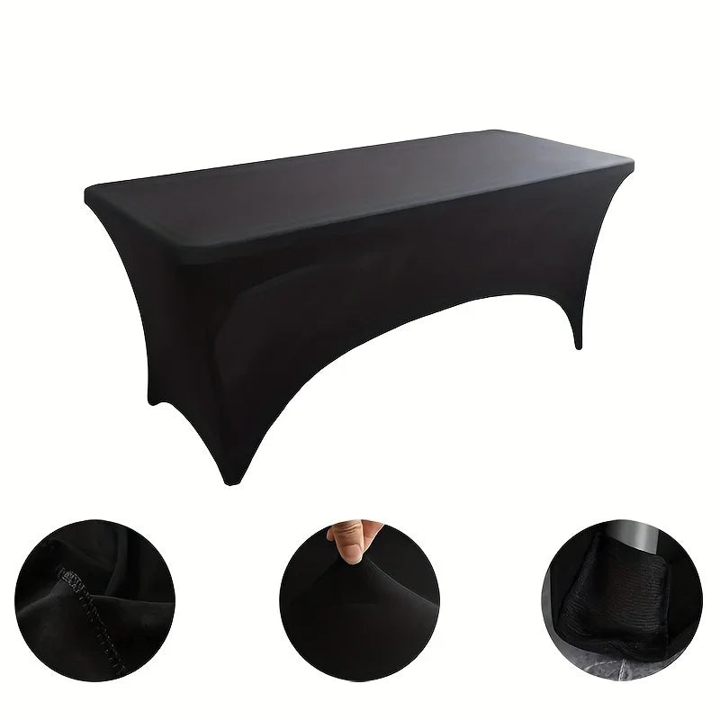 Elegant Black Spandex Table Cover - Wrinkle-Resistant 6ft Fit