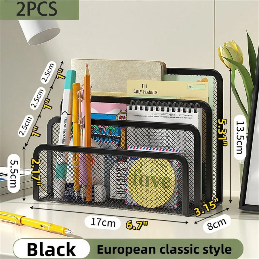 Elegant Metal Mesh Desk Organizer - Streamline Your Workspace