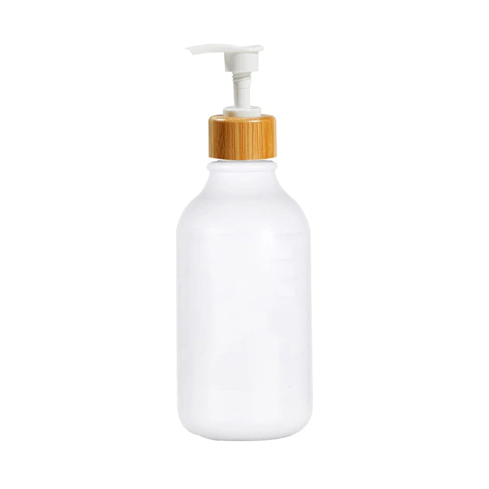 Elegant Amber Soap Dispenser Set with Bamboo Accents