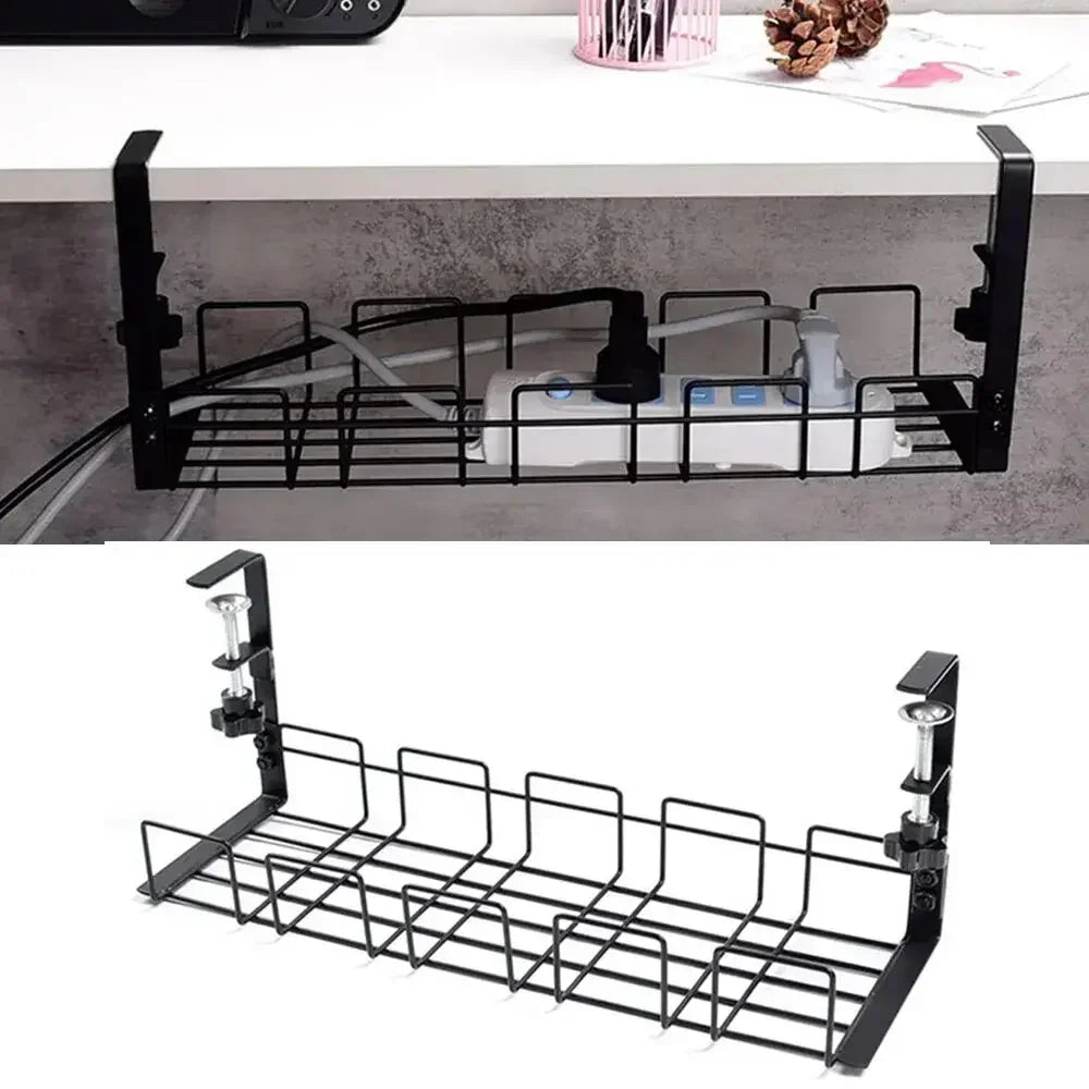 Elegant Under-Desk Metal Cable Organizer