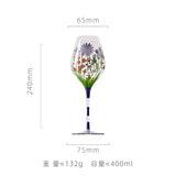 Exquisite Hand-Painted Floral Wine Goblet