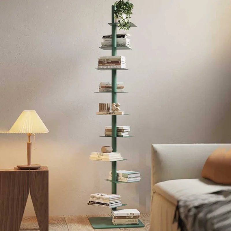 Nordic Minimalist Vertical Metal Bookcase for Children