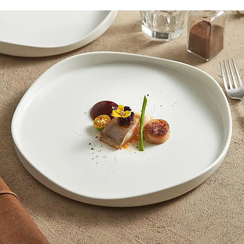 Elegant Ceramic Dinner Plate - Irregular Design for Modern Dining