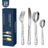 Exquisite 24-Piece Gold Steel Dinnerware Set