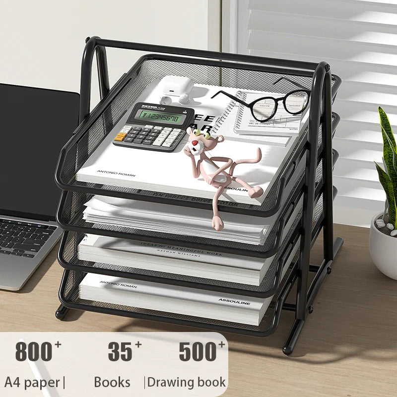 Elegant 3-Tier Mesh Desk Organizer - Maximize Your Workspace