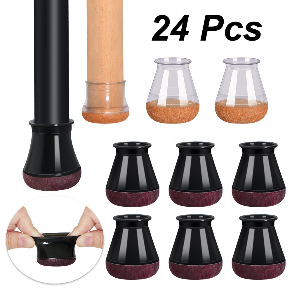 Elegant Silicone Chair Leg Floor Protectors - 24 Pieces