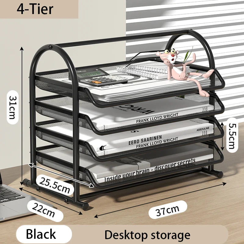 Elegant 3-Tier Mesh Desk Organizer - Maximize Your Workspace