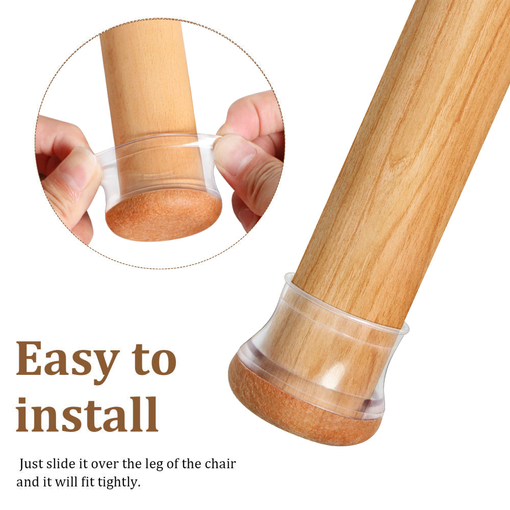 Elegant Silicone Chair Leg Floor Protectors - 24 Pieces