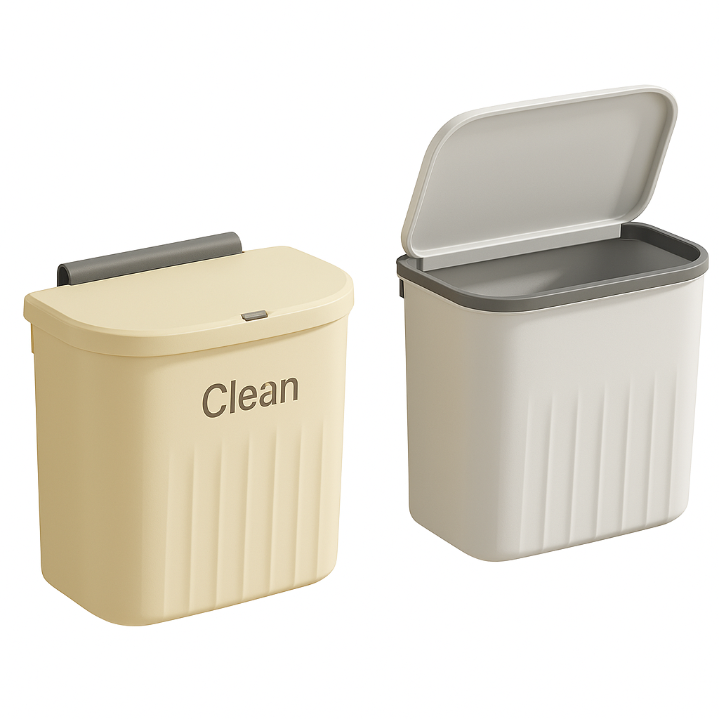 Elegant Wall-Mounted Kitchen Compost Bin with Odor-Blocking Lid