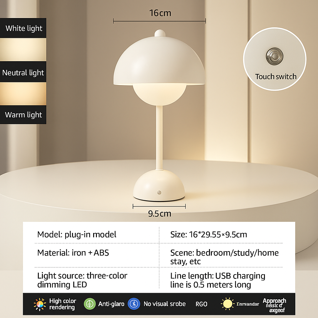 Elegant USB Mushroom Lamp - Ambient Lighting Masterpiece