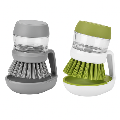 Effortless Kitchen Dish Brush with Liquid Dispenser