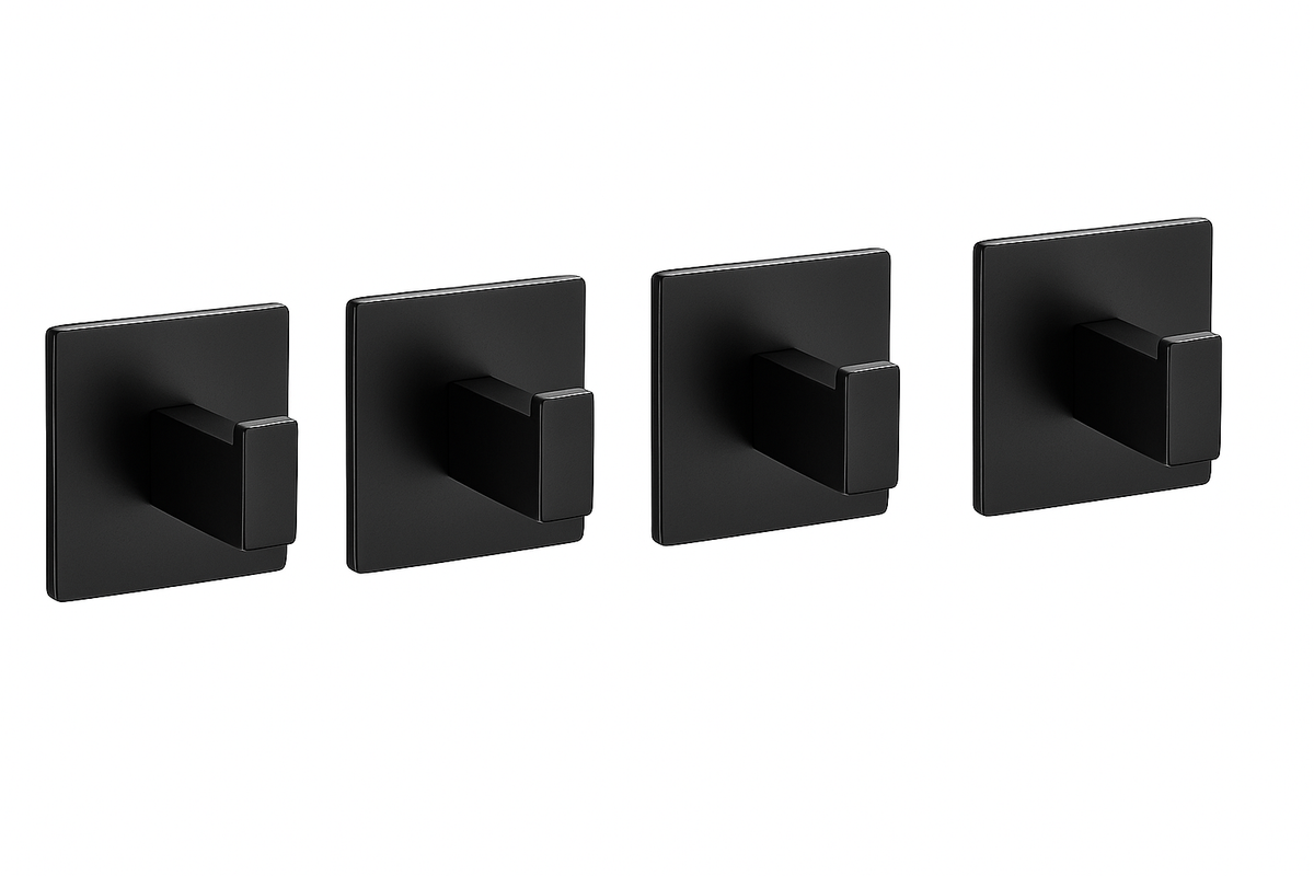 Elegant Black Self-Adhesive Wall Hooks for Home Décor