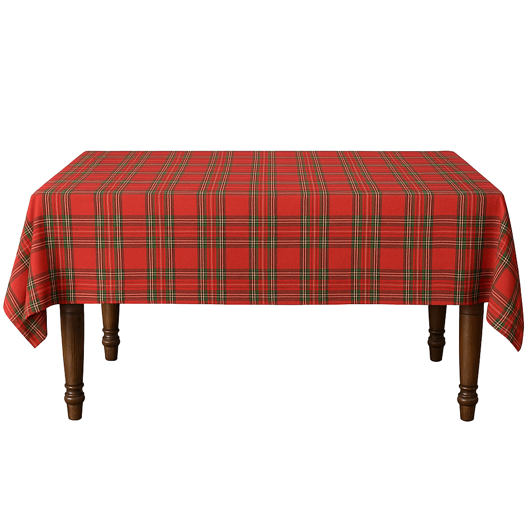 Elegant Red Green Plaid Christmas Tablecloth