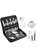 Elegant Stainless Steel Outdoor Tableware Set - 10in1 & 20in1 Options