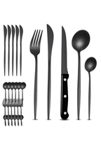 Elegant Black Stainless Steel Dinnerware Set - 30pcs
