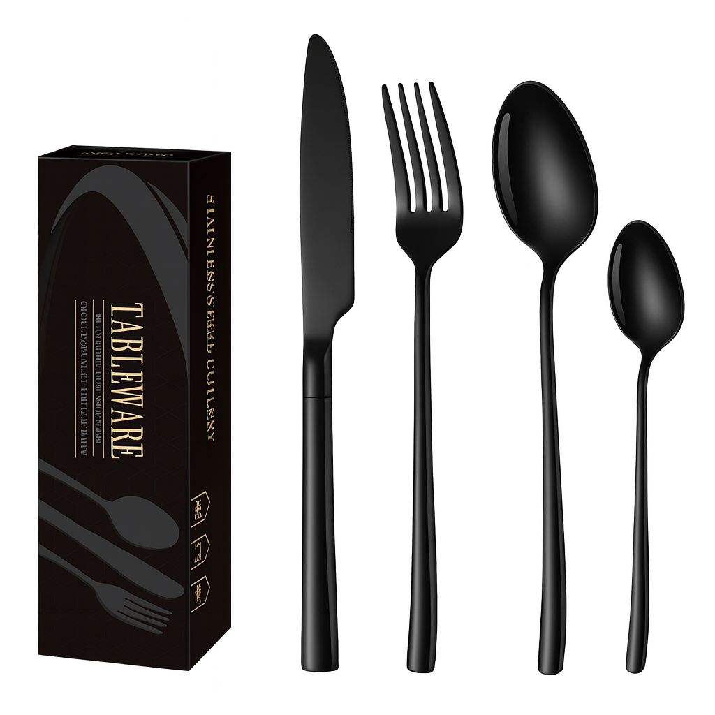 Elegant Stainless Steel Tableware Set: 24-Piece Luxury Dining
