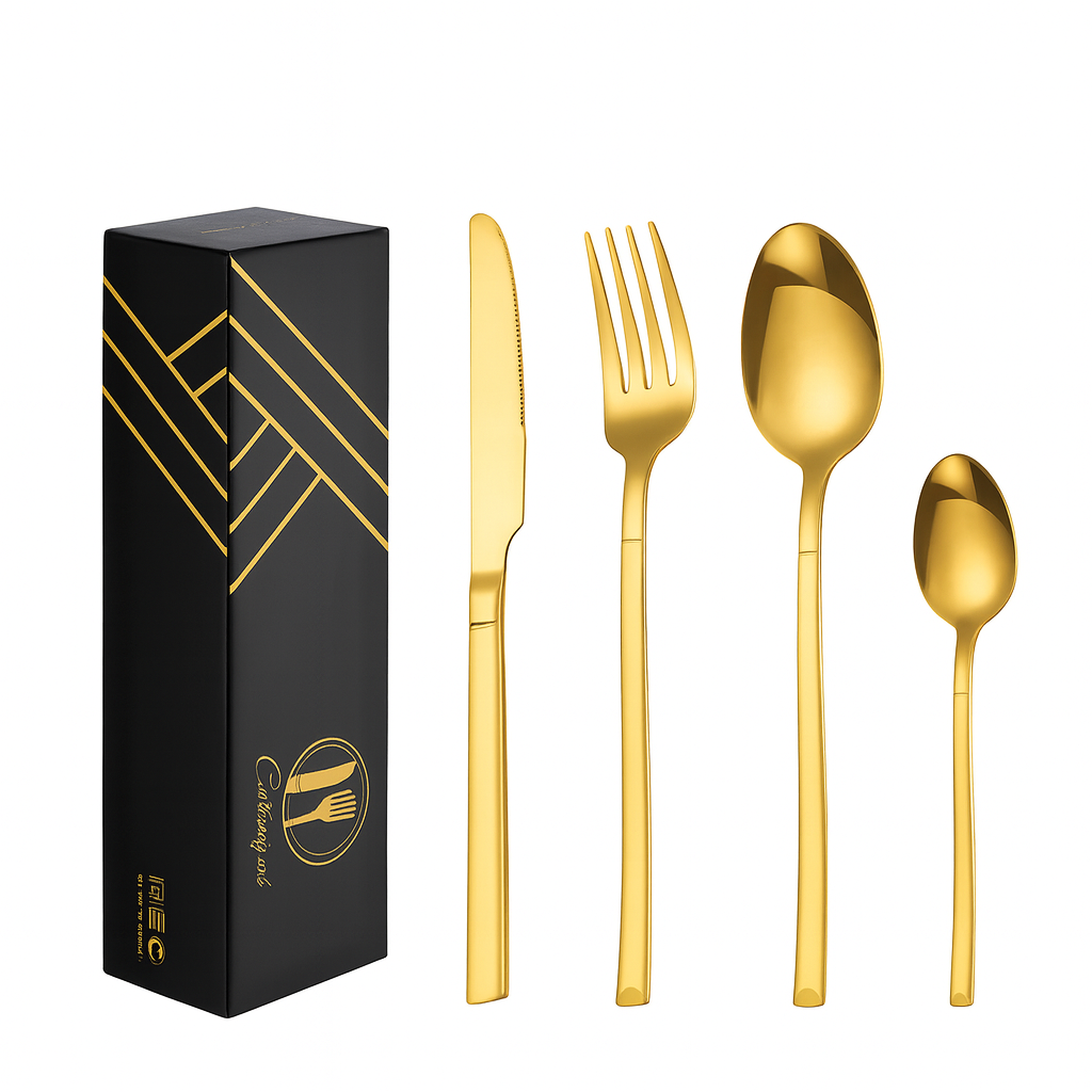 Exquisite Stainless Steel Cutlery Set - 16-Piece Luxury Tableware