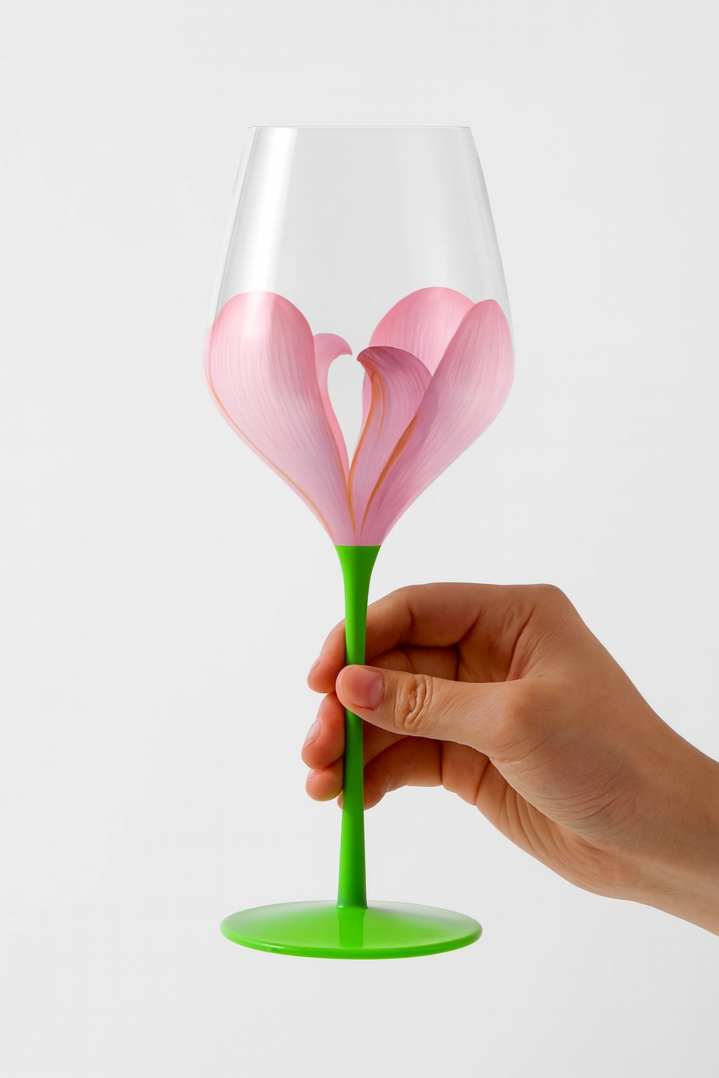Exquisite Hand-Painted Floral Wine Goblet