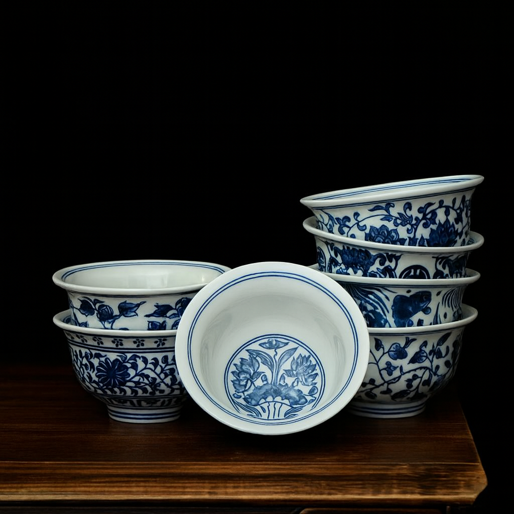 Exquisite Blue and White Porcelain Teacup - Masterpiece Ceramic