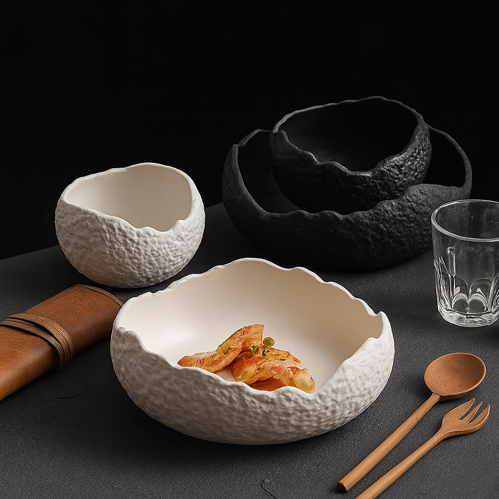 Matte Ceramic Soup & Salad Bowls - Elegant Porcelain Tableware