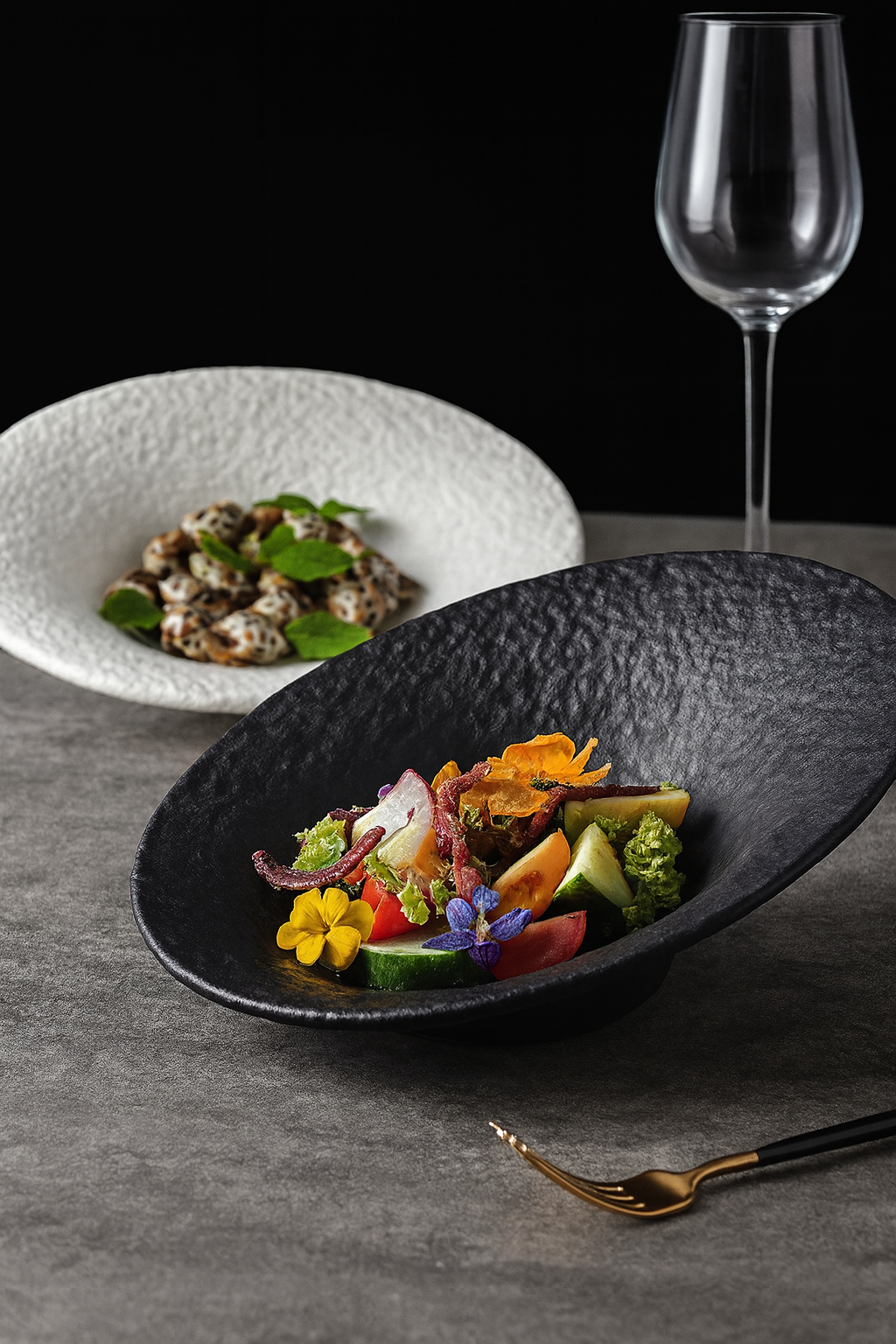 Elegant Oblique Ceramic Dining Bowl