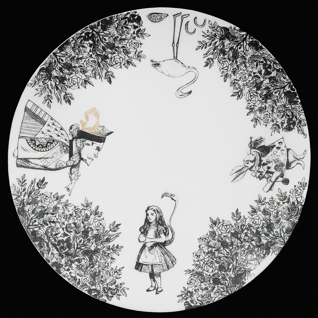Exquisite Hand-Painted Alice in Wonderland Ceramic Plate